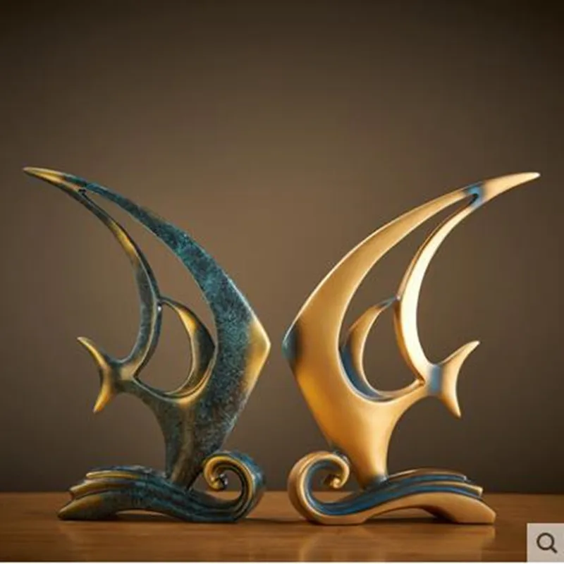

Nordic modern resin fish statue art crafts, creative home office restaurant bar room desktop decoration gift