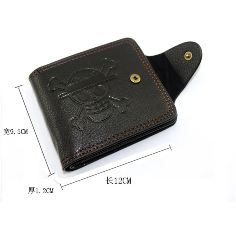 Черный мультфильм аниме один кусок короткий кошелек с черепами из искусственной