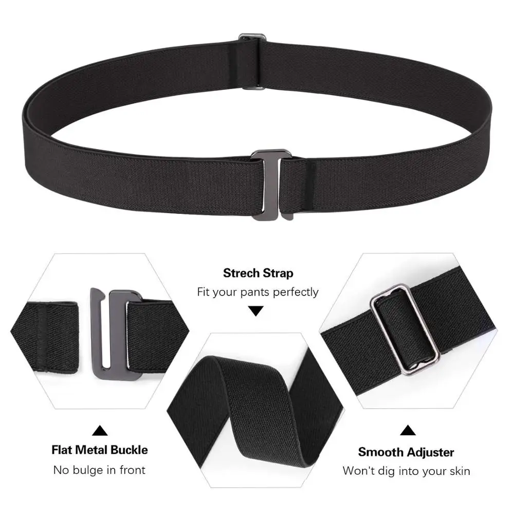 Женский эластичный ремень No Show невидимый сетчатый с плоской пряжкой для джинсов