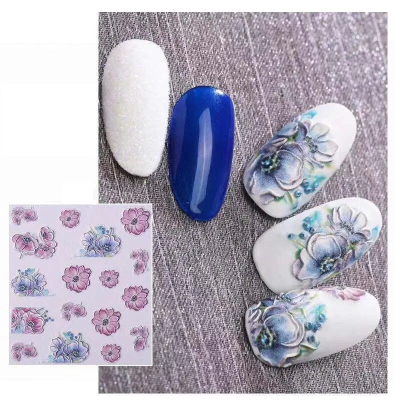 

3D Rose Gold Flower Relief Nail Sticker Sweater Creative Design DIY Nail Art Decor Gel Polish Sticker Manicure Foils