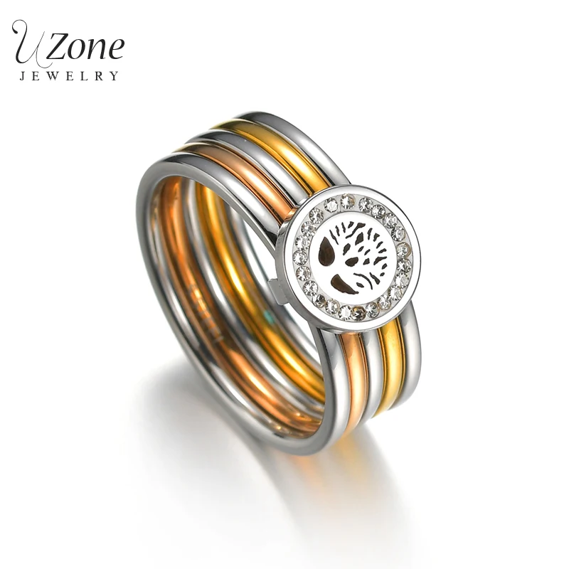 Роскошное циркониевое кольцо UZone с деревом жизни свадебные кольца из нержавеющей