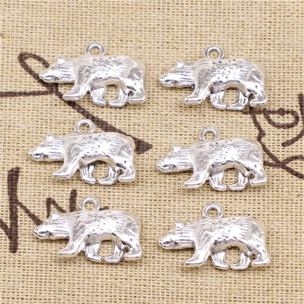 

Charm For Making Jewelry Pendants Antique Silver Color Bear 24x15mm 5pcs
