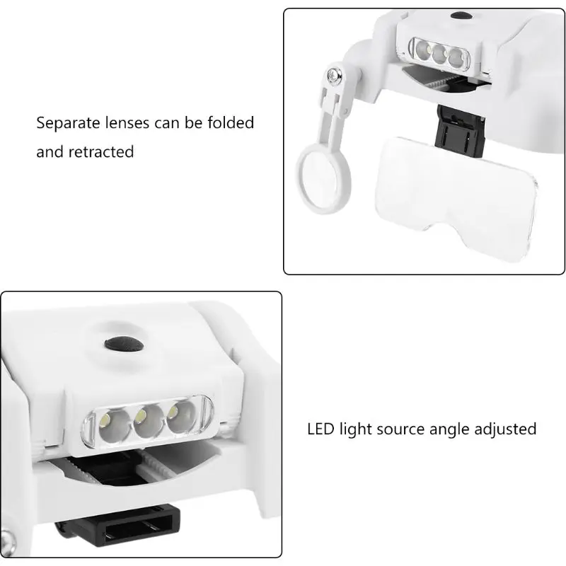 

Headband Magnifier Multi-functional Loupe Led Helmet Magnifying Glass With 5 Replaceable Lenses Watchmaker Repair