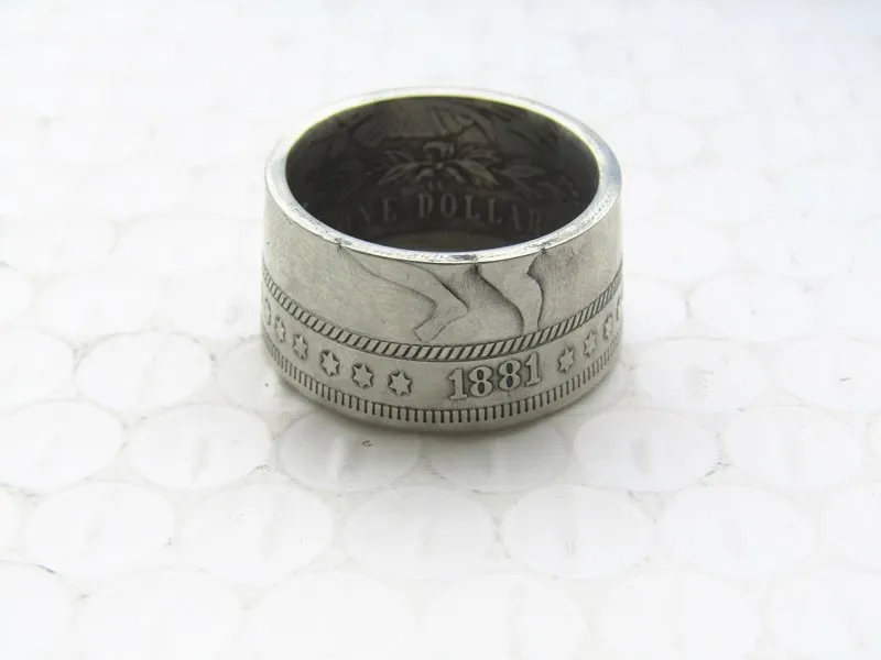 Хобо 1881 Морган Серебряная долларовая монета кольцо посеребренное ручной работы