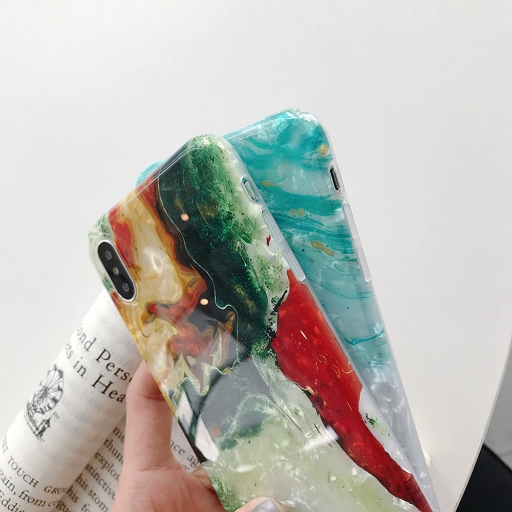 Colorful Marble Phone Case For iPhone 7 8 Plus Glitter Pattern Cover XR XS Max Soft TPU 6 |