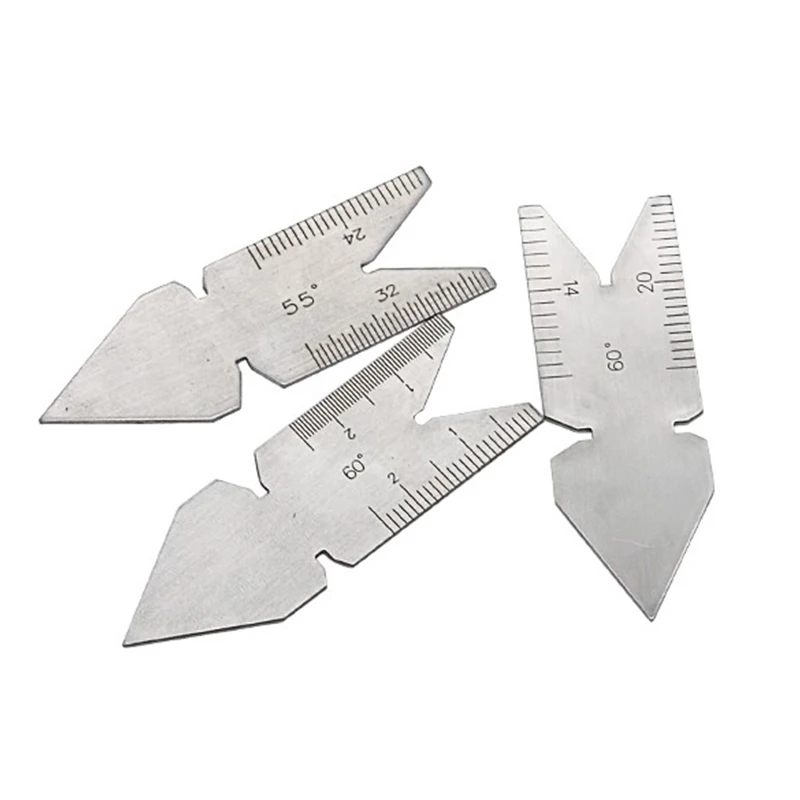 3pcs/set Center Gauges Measure Thread 55&amp60 Angle degrees Template Inch Metric Screw Pitch Lathe Tool Detecting Steel Ruler |