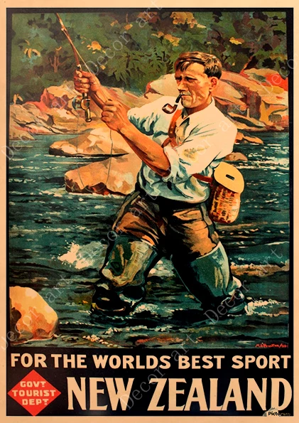 Новая Зеландия рыба дерево холст живопись винтажные настенные картины крафт