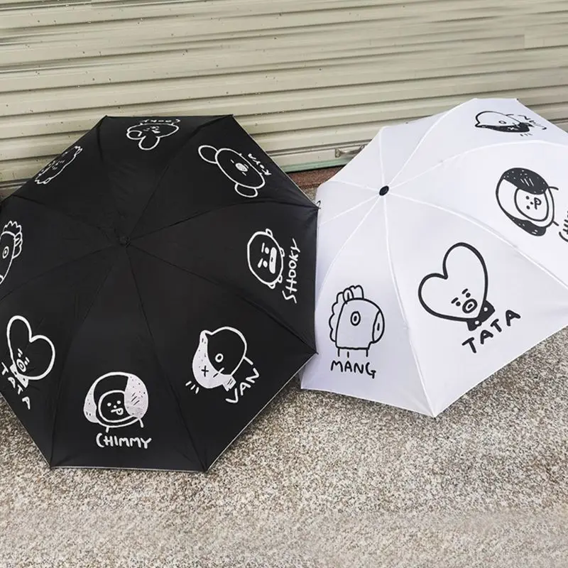 

Hot Sale Fashion Umbrella Kpop Star Same Style Cartoon Cute Gifts Fans Girls Sun Rain Umbrellas For Bangtan Boys