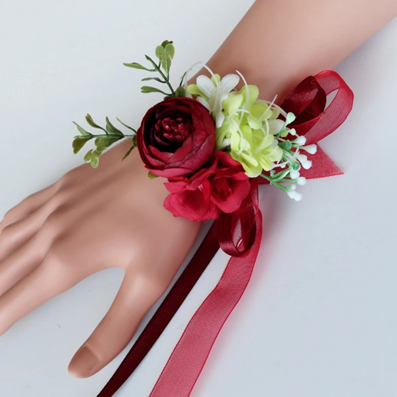 8 wrist flower Бутоньерка с цветами, бутоньерка, мужской свадебный браслет, подружка невесты, свадьба, подружка невесты, на запястье, цветок - Цвет: 8 wrist flower