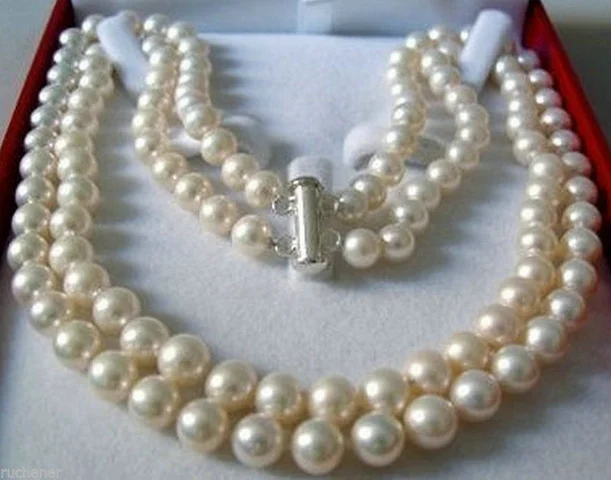 Оптовая продажа Жемчужное Ожерелье AKOYA с двойной нитью 8 9 мм 18&quot|Цепочки| |