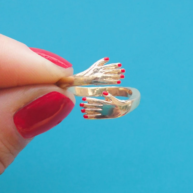 New Funny Carved Red Nail Ring Creative Open Finger Adjustable Holding Hand Rings For Women Men Fashion Jewelry Gift | Украшения и