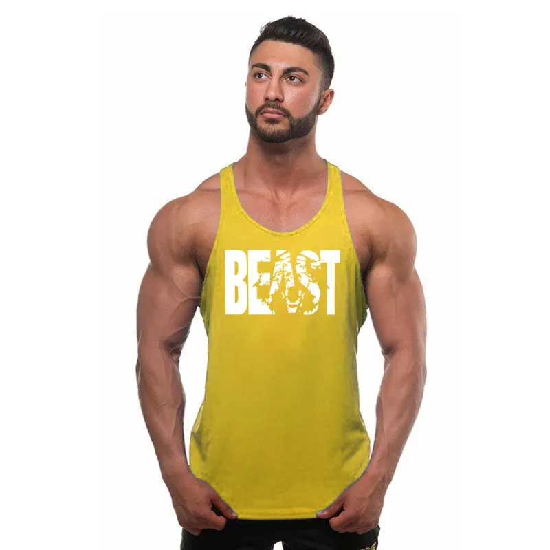 

Brand gym clothing cotton singlets canotte bodybuilding stringer tank top men fitness shirt muscle guys sleeveless vest Tanktop