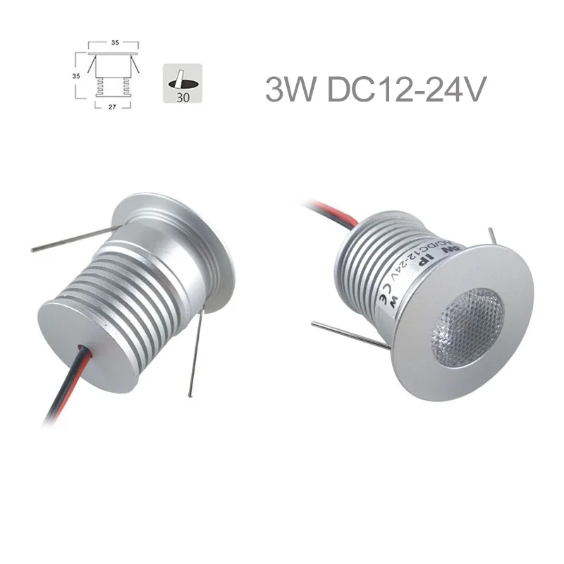 Маленький светодиодный светильник 3 Вт в 12 24 В утопленный потолочный Точечный cree