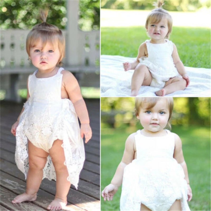 

New Princess Baby Girl Lace Flower Romper Sleeveless Jumpsuit Dress Outfit Clothes