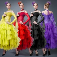 2021 woman modern dance dress performance dress luxury strapless long sleeve rhinestone national standard latin dance dress