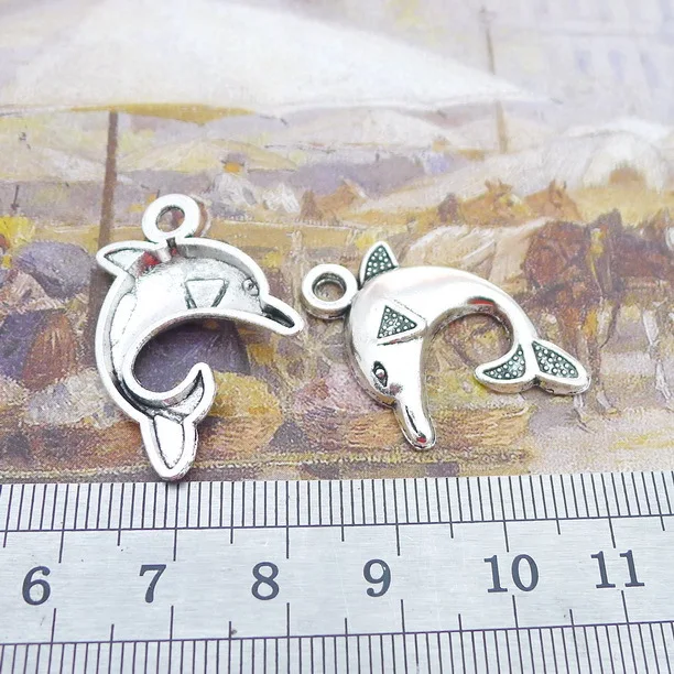 

Supplies For Jewelry Making 10pcs 25x32mm Antique Silver Color Dolphin Charms