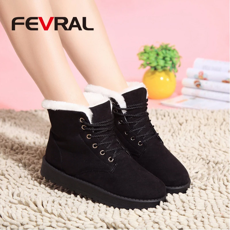 Классические женские зимние сапоги FEVRAL замшевые ботильоны для снежной погоды