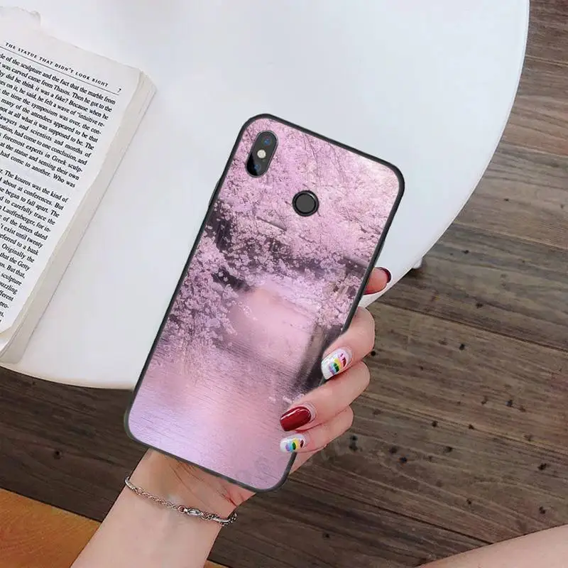 

Cherry blossoms pink Phone Case For Xiaomi Redmi note 7 8 9 t max3 s 10 pro lite Luxury brand shell funda coque