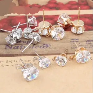 Игольчатые коннекторы для сережек с фианитами, 10 шт.лот