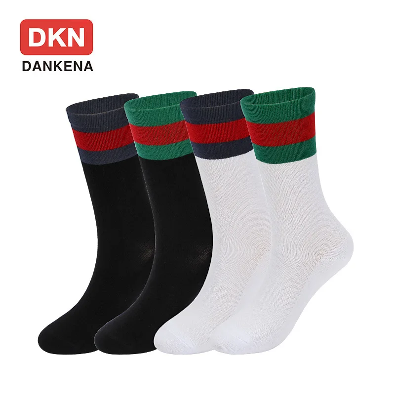 Хлопковые носки для пар DKN классические дышащие нескользящие в полоску