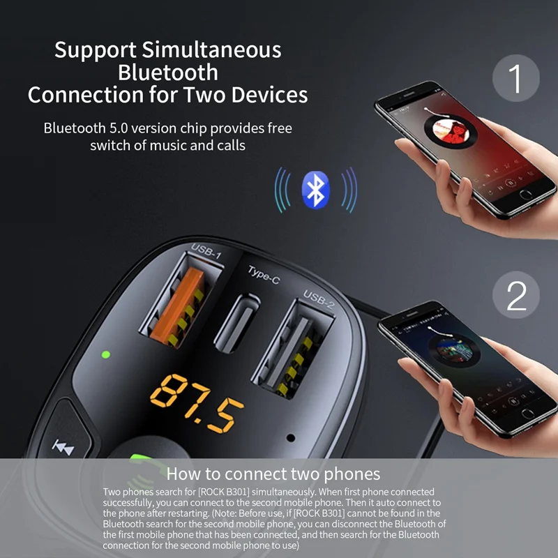 ROCK FM передатчик Bluetooth 5 0 автомобильный комплект Handsfree модулятор Автомобильный