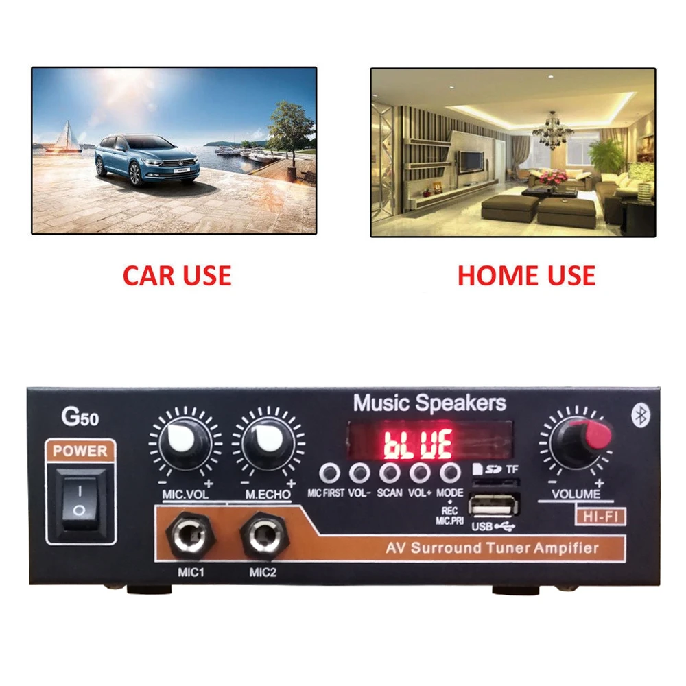 Hi-Fi 2-канальный усилитель мощности звука 20 Вт + 110 В звуковая система