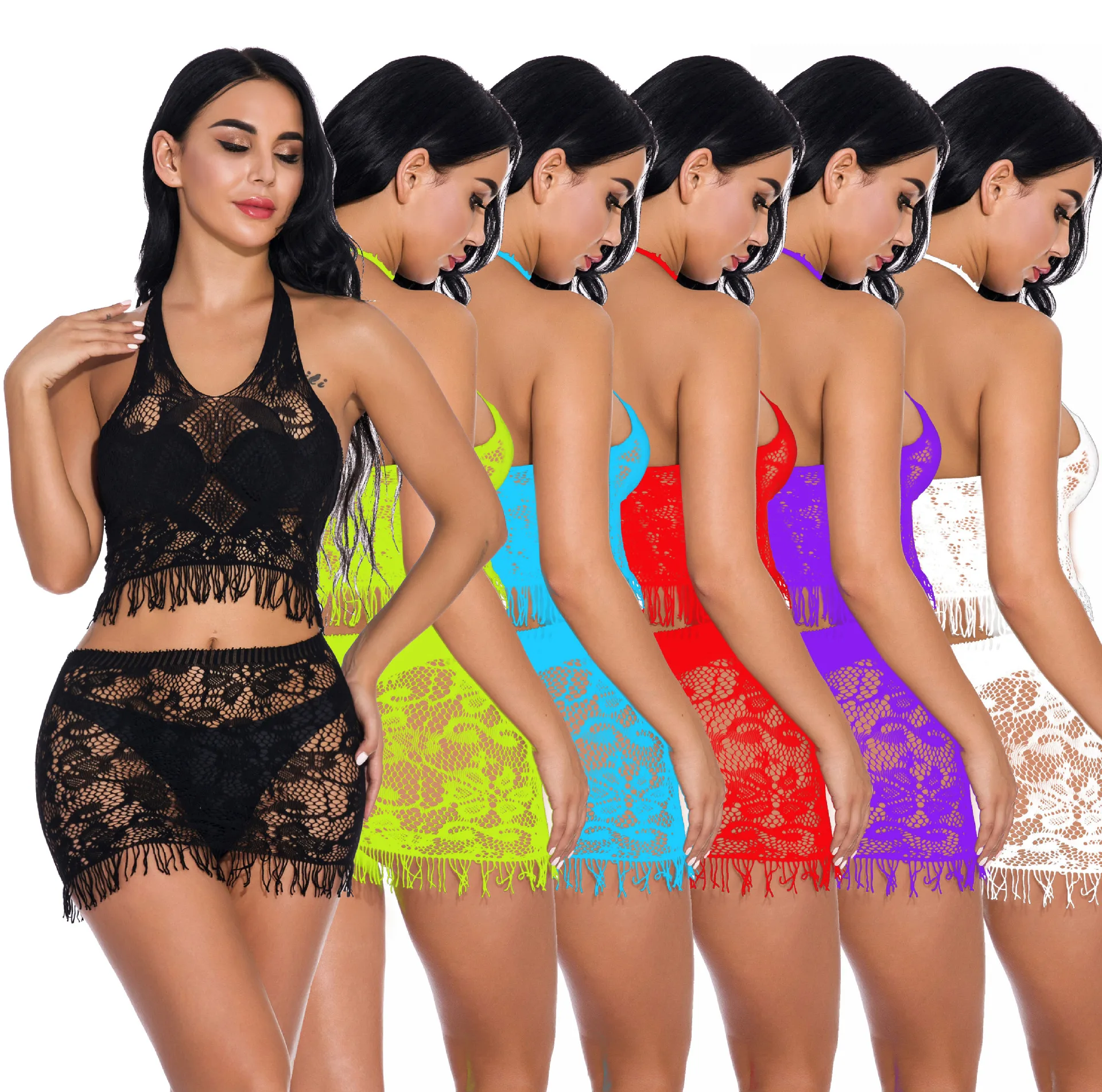 Сексуальное женское нижнее белье кружевное с вырезами Экзотическая одежда