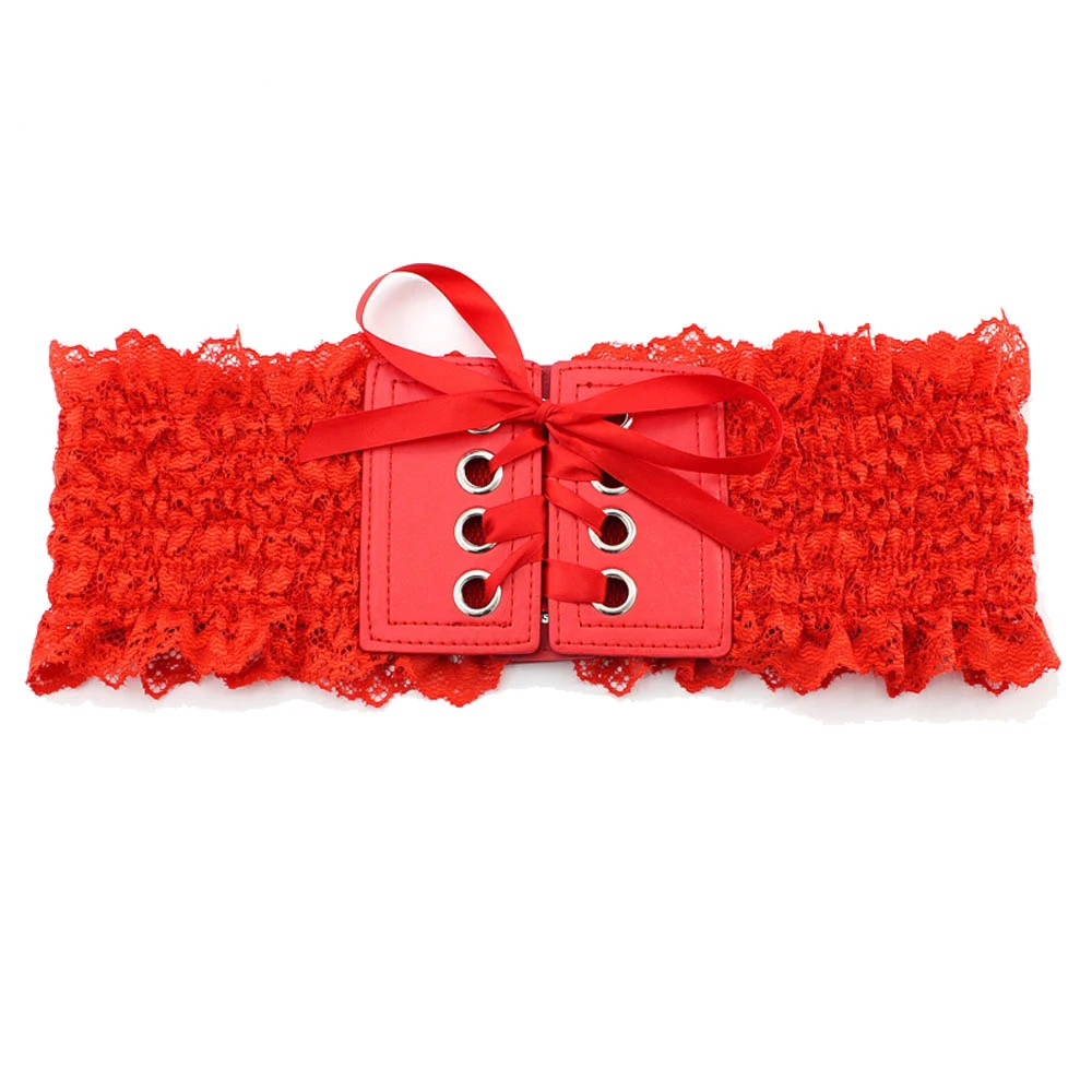 Ремень женский кружевной черный красный кофейный белый в стиле ретро QZ0192 |