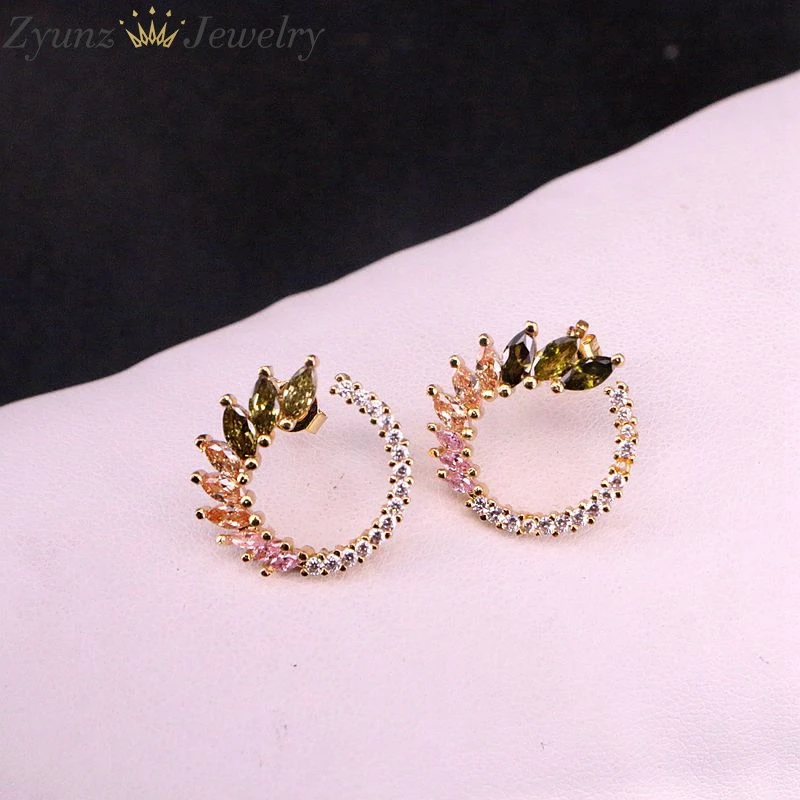 5 пар женские серьги гвоздики с фианитами|Серьги-гвоздики| |