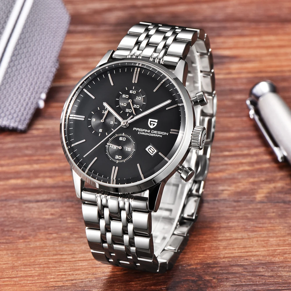 Бренд класса люкс водонепроницаемые 30 метров кожа Япония Seiko VK67 движение