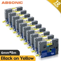 absonic 10pk 6mm fx611 flexible cable label for brother fx611 tapes black on yellow compatible for brother maker pt h110 pt h105
