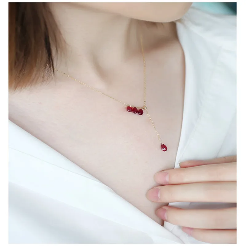 Бренд DAIMI граненый Рубин Цепочки и ожерелья женский желтый 18K золотой Небесно