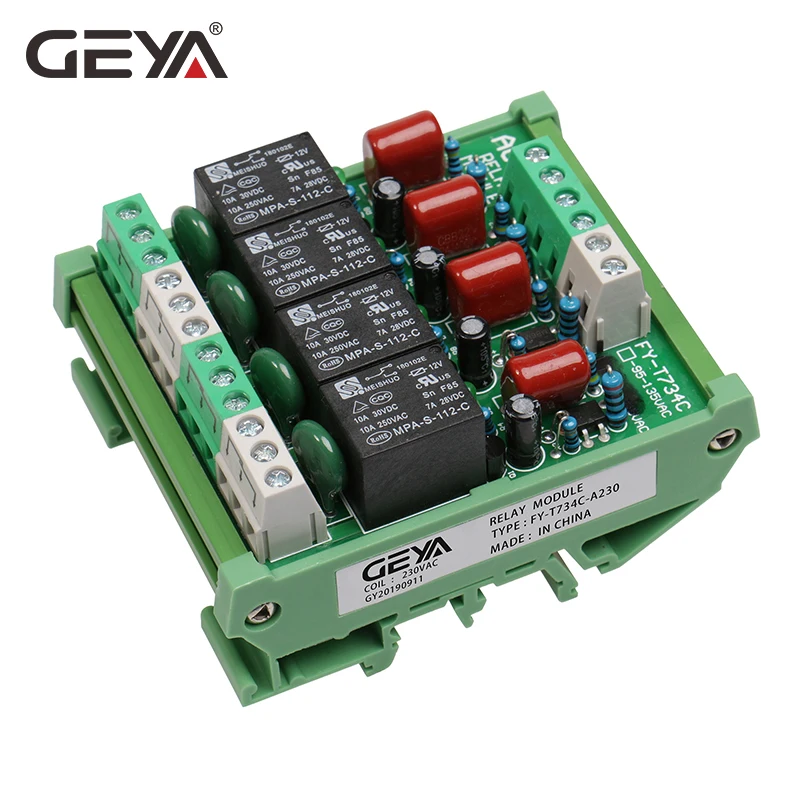 GEYA 4-Канальный Релейный Модуль DC 24V 12V промежуточных Мощность реле Управление