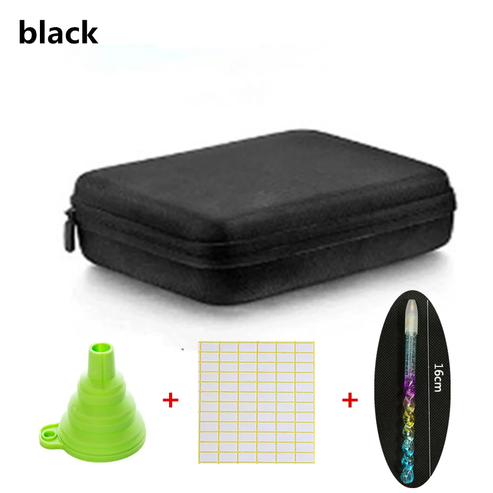 black 30/60 бутылочки коробка для алмазной живописи контейнер для инструментов Коробка Для Хранения Чехол держатель сумка на молнии - Цвет: black