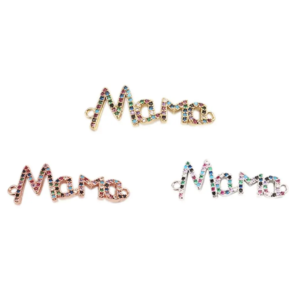 

8Seasons Fashion Copper Connectors Gold Color/Rose Gold Message " Mama " Multicolor Rhinestone Accessories 31mm x 11mm, 1 Piece