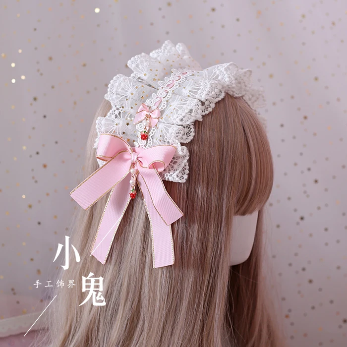 Headband Ручная работа Лолита клубника производная маленькая полоска для волос kc ожерелье браслет клубника боковой зажим, аксессуар для волос - Цвет: Headband