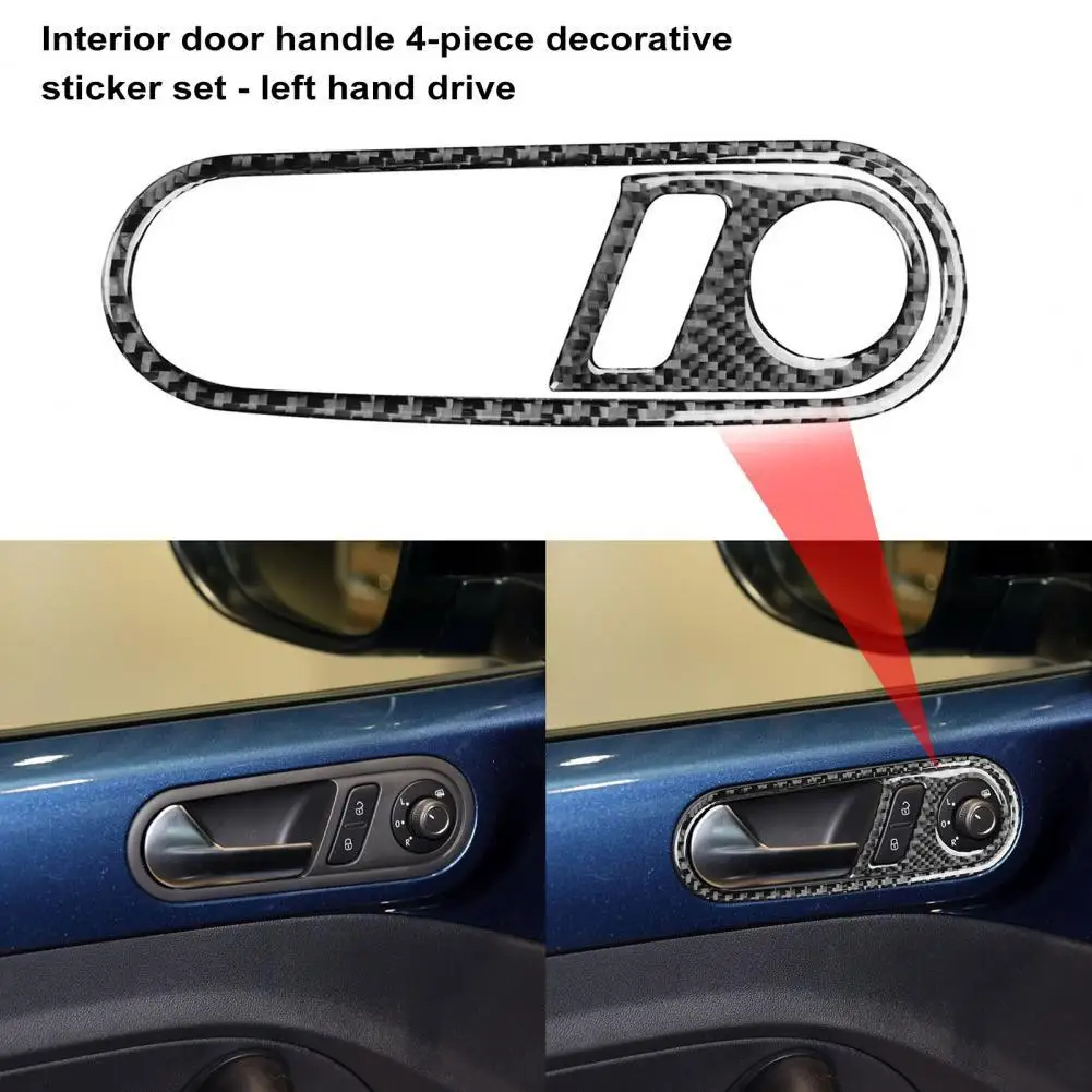 

Прочная 4 шт. Полезная рамка для внутренней дверной ручки, отделочная крышка, наклейка для панели из углеродного волокна, легкая установка