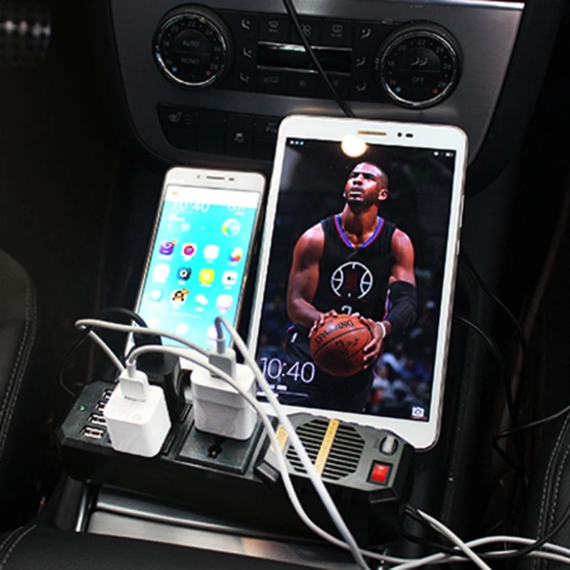 

Inverter Adapter Converter 200W Car 4 Port USB 12V DC to AC 220V Vehicle Power