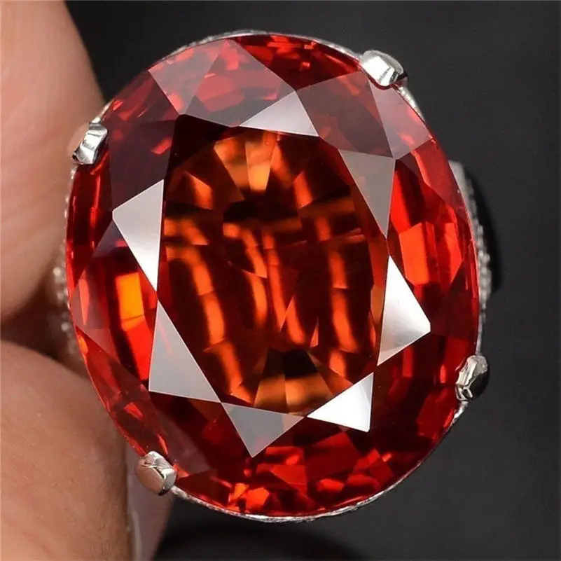 

Fashionable Luxury Women's 925 Sterling Silver Ruby Zircon Ring Engagement Wedding Gift Jewelry Wholesale