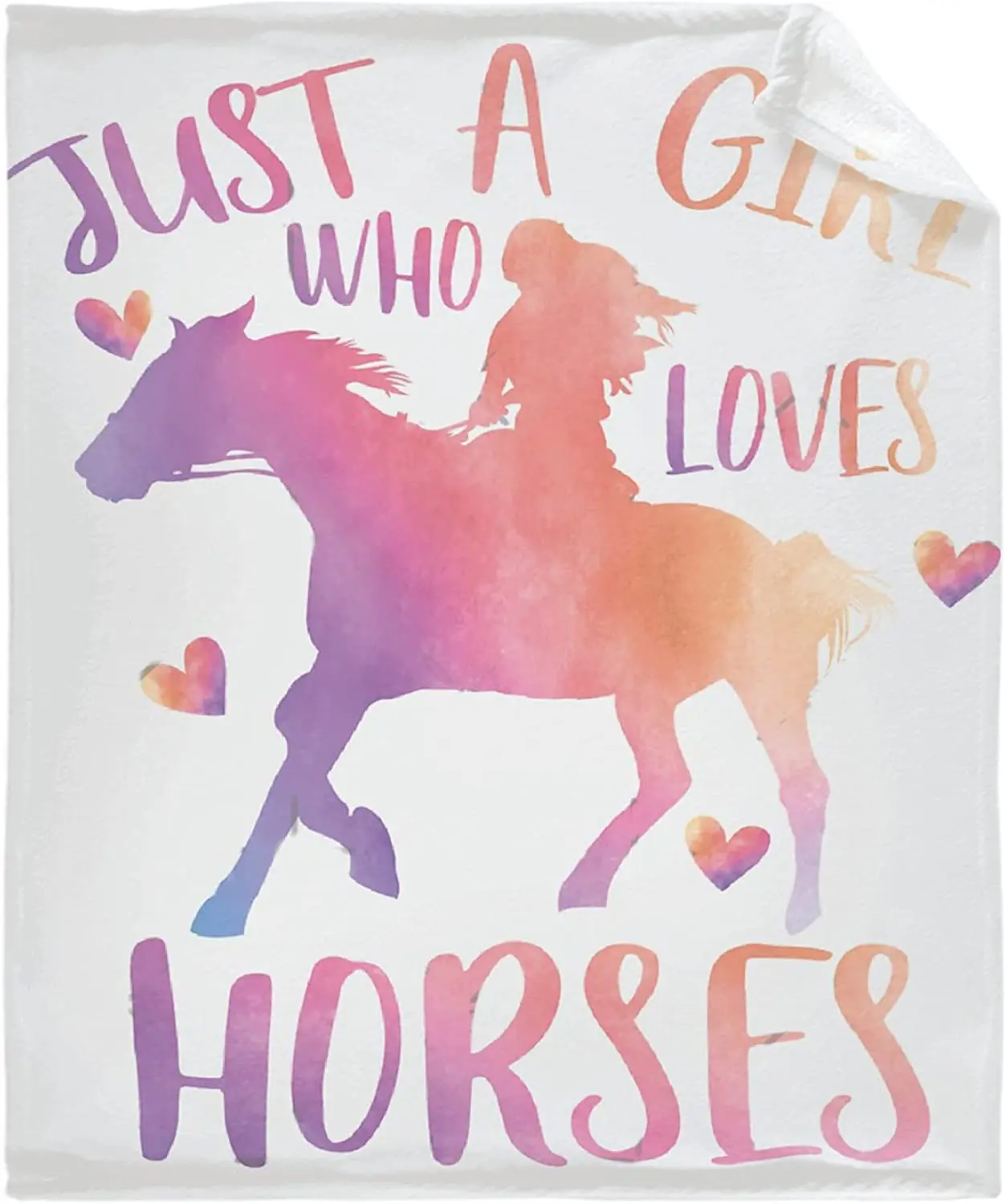 

Just A Girl Who Loves Horses Flannel Blanket Decor Soft Cozy Warm Fluffy Blanket for Bed Couch Travel Beach for Pets
