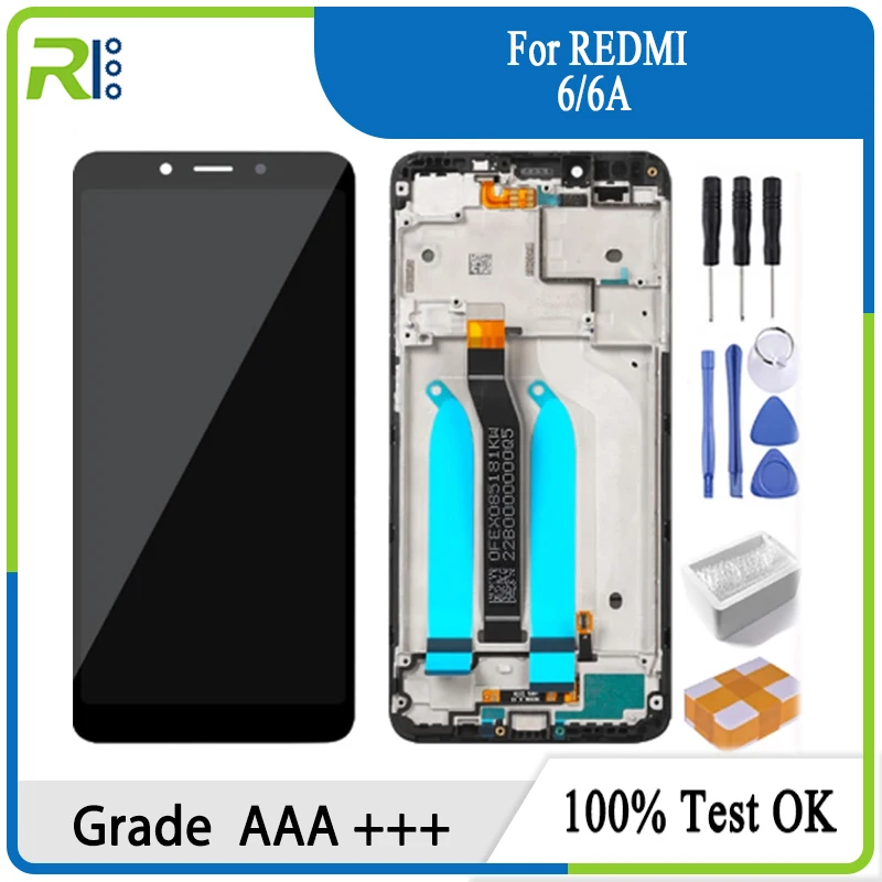 

Оригинальный ЖК-дисплей для Xiaomi Redmi 6A, сенсорный экран с рамкой, ЖК-дигитайзер для Redmi 6, дисплей в сборе, запасные части