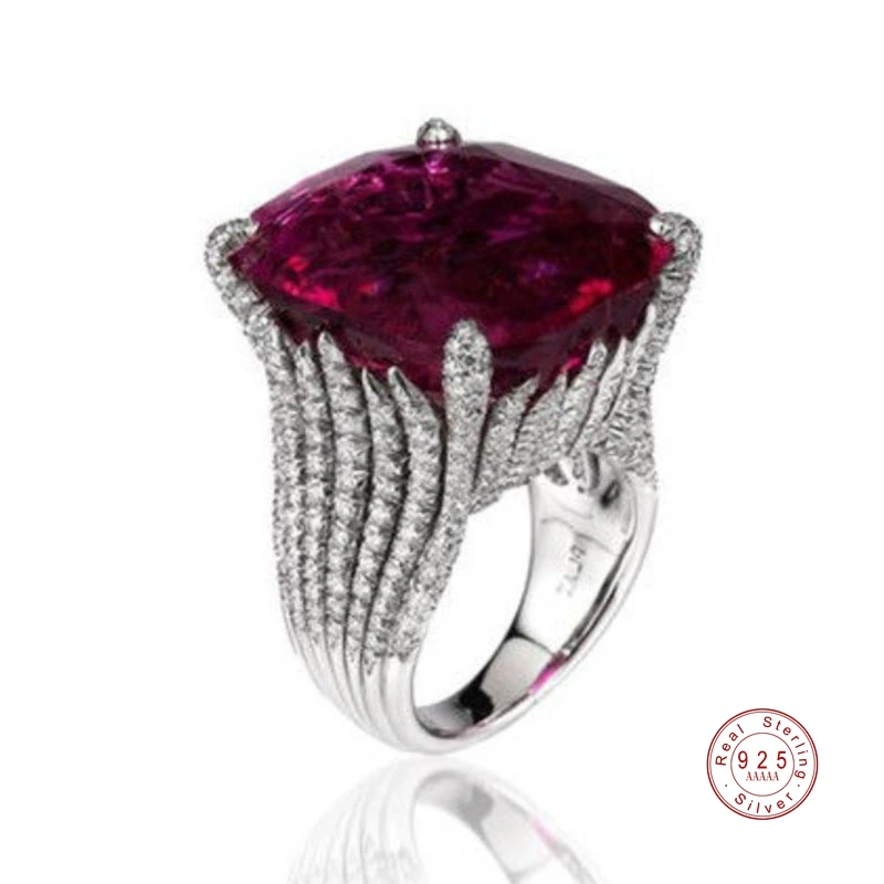 Классическое роскошное Настоящее твердое кольцо из серебра 925 пробы 3 карата AAA +