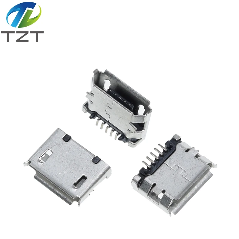 Разъем Micro USB 5Pin гнездо с контактными ножками 10 шт. | Электронные компоненты и