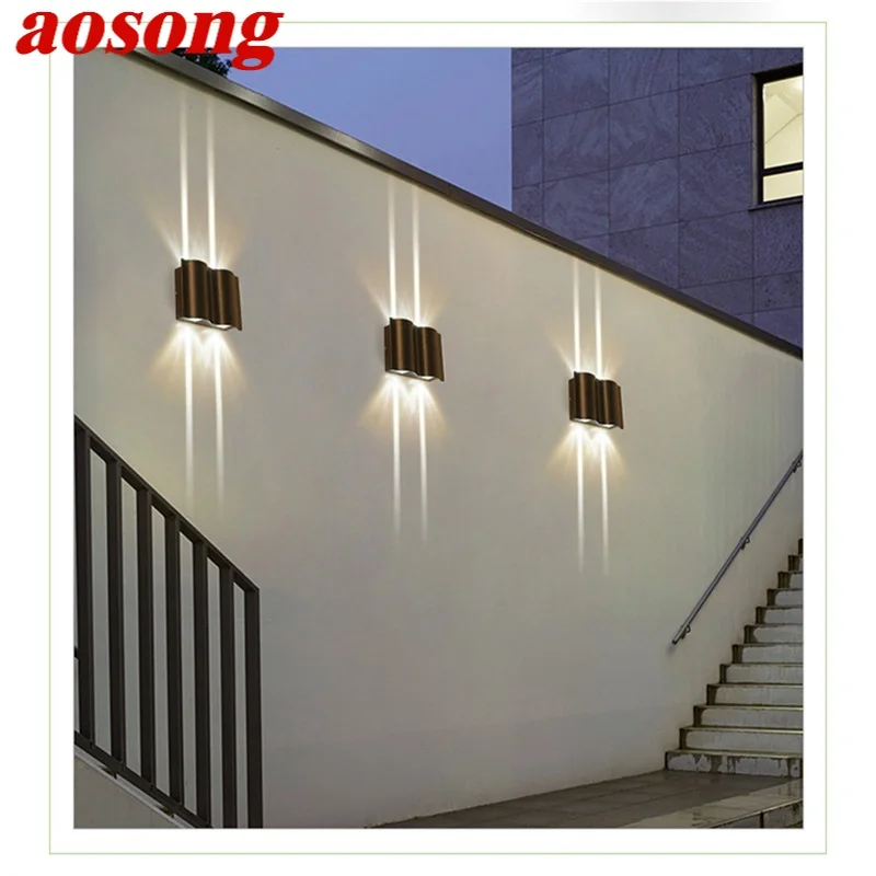 

Уличное бра AOSONG, алюминиевый светодиодный современный настенный светильник для внутреннего дворика, Водонепроницаемый Креативный декорат...