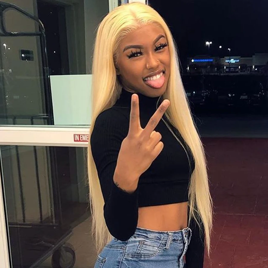 #613 светлые шелковистые прямые человеческие волосы 13 × 6 кружевные передние