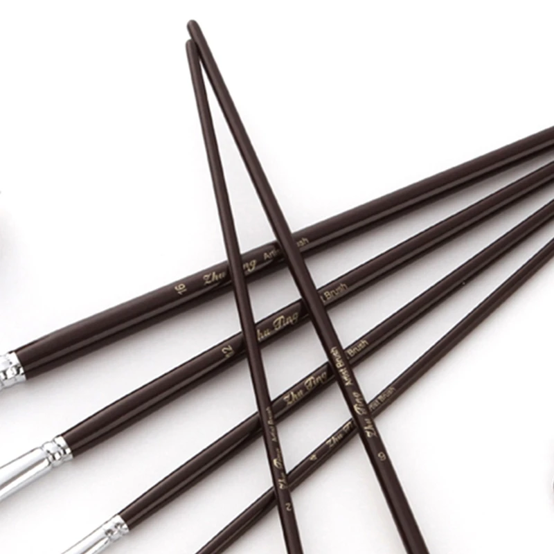 

G92E 6pcs/set Nylon Hair Wooden Handle Fan Shape Watercolor Paint Brush Pen DIY Oil Acrylic Painting Brushes