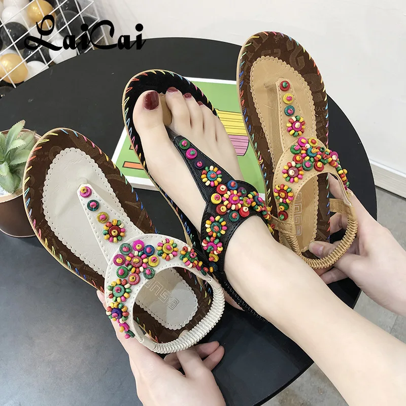 

Women's Sandals 2021 New Fashionable Ladies Shoes Summer Flat Flip-Flops Sandals Women's Beaded Lightweight Beach Shoes Women