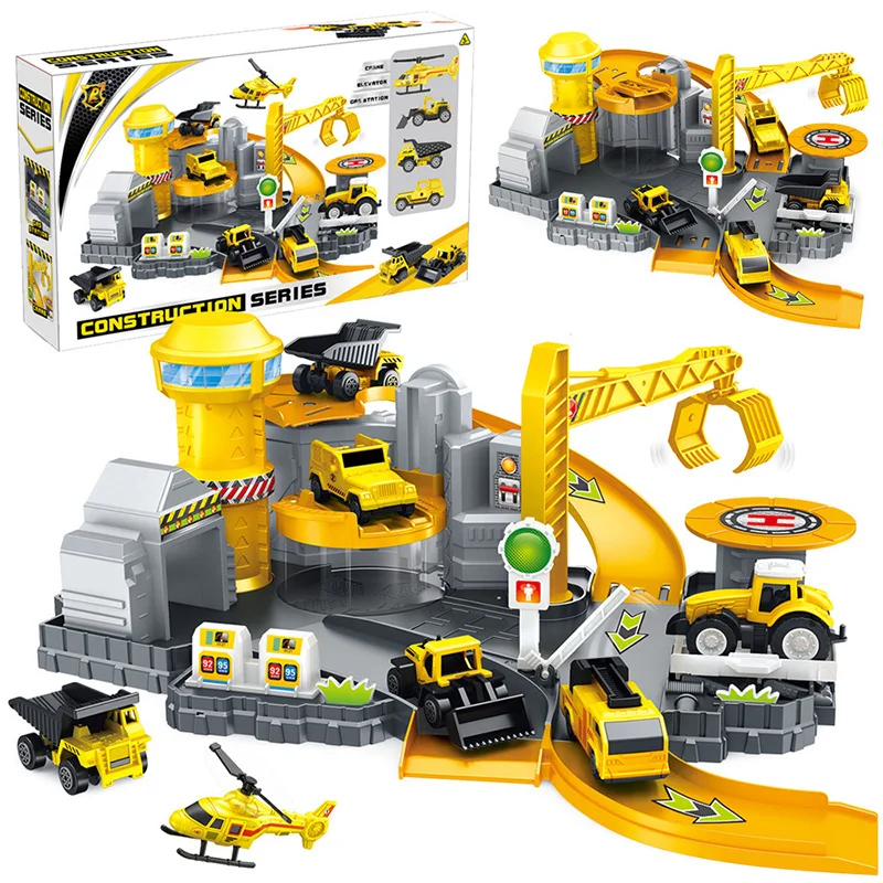 

DIY Parking Area Engineering Truck Assembly Garage Playset Racing Cars Kids Toys Children DIY Toys AN88