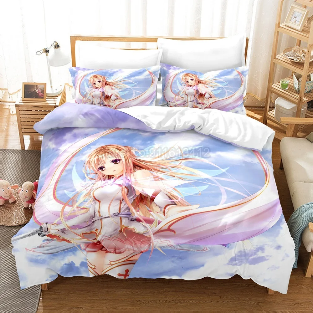 

Anime SAO Bedding Set Sword Art Online Duvet Cover Sets Comforter Cover Twin Queen King Single Size Home Decor Cartoon Kids Gift