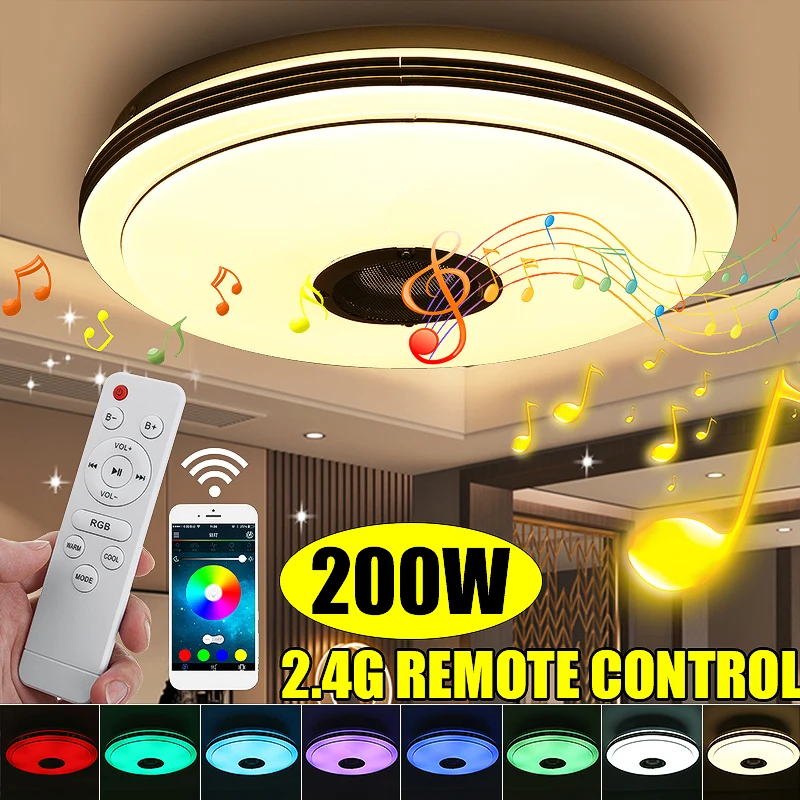 

200W RGB Dimmable LED Ceiling Light Home Lighting APP bluetooth Music Light Bedroom Smart Ceiling Lamp With 2.4G Remote Control